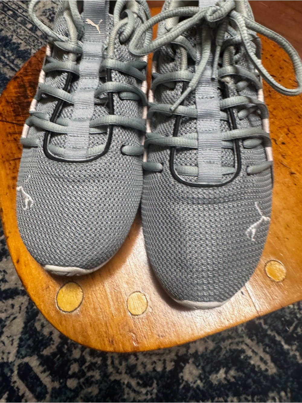 Puma Light Gray Knit Lace-Up Sneakers